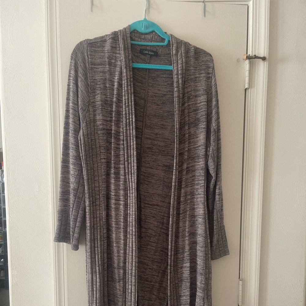 Gray Open Front Cardigan Sweater